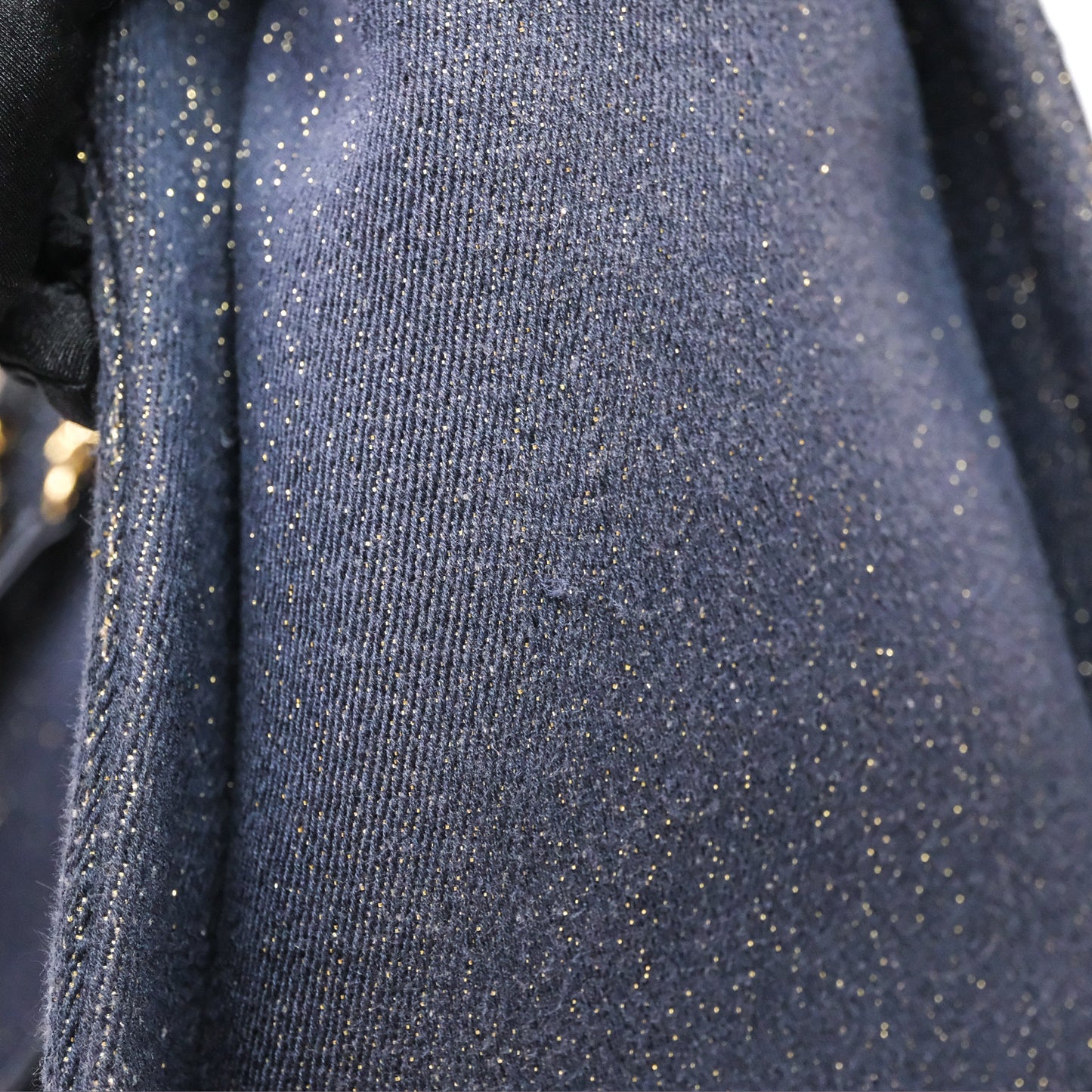 Chanel Medium Deauville Tote Navy Glitter Canvas Gold Hardware