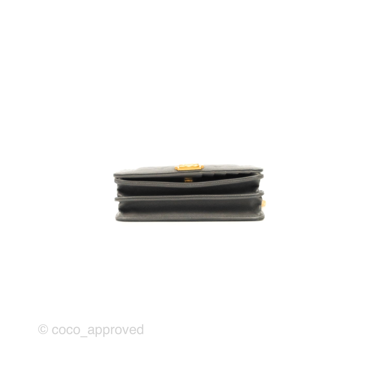 Chanel Quilted Mini WOC Wallet on Chain Boy Grey Caviar Aged Gold Hardware