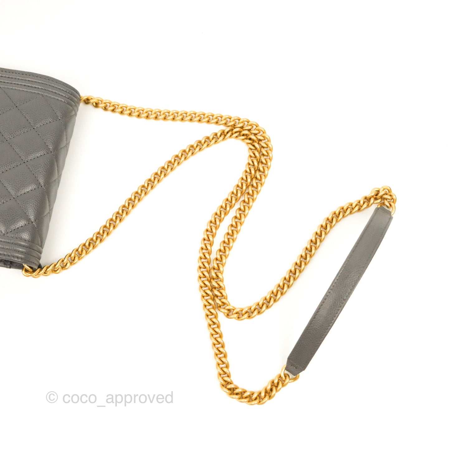 Chanel Quilted Mini WOC Wallet on Chain Boy Grey Caviar Aged Gold Hardware
