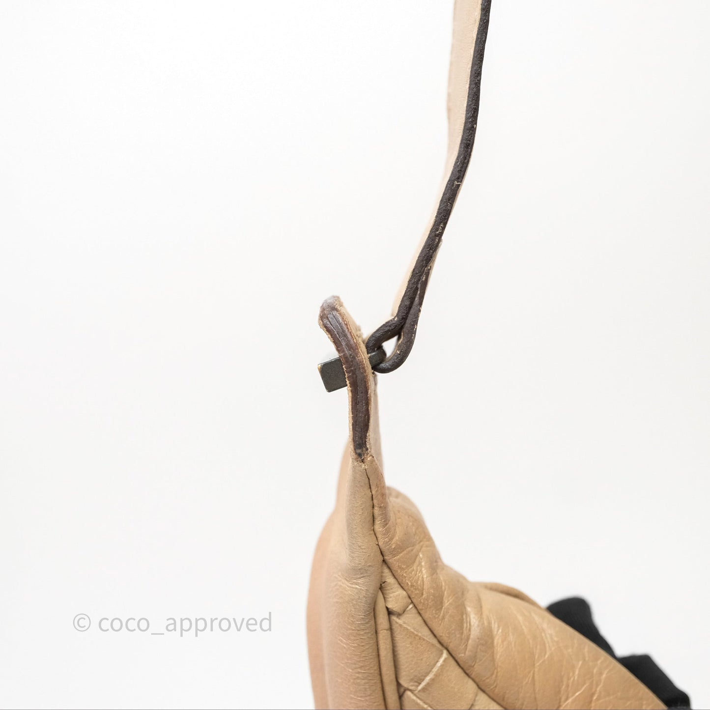 Bottega Veneta Vintage Intrecciato Lambskin Shoulder Bag Beige
