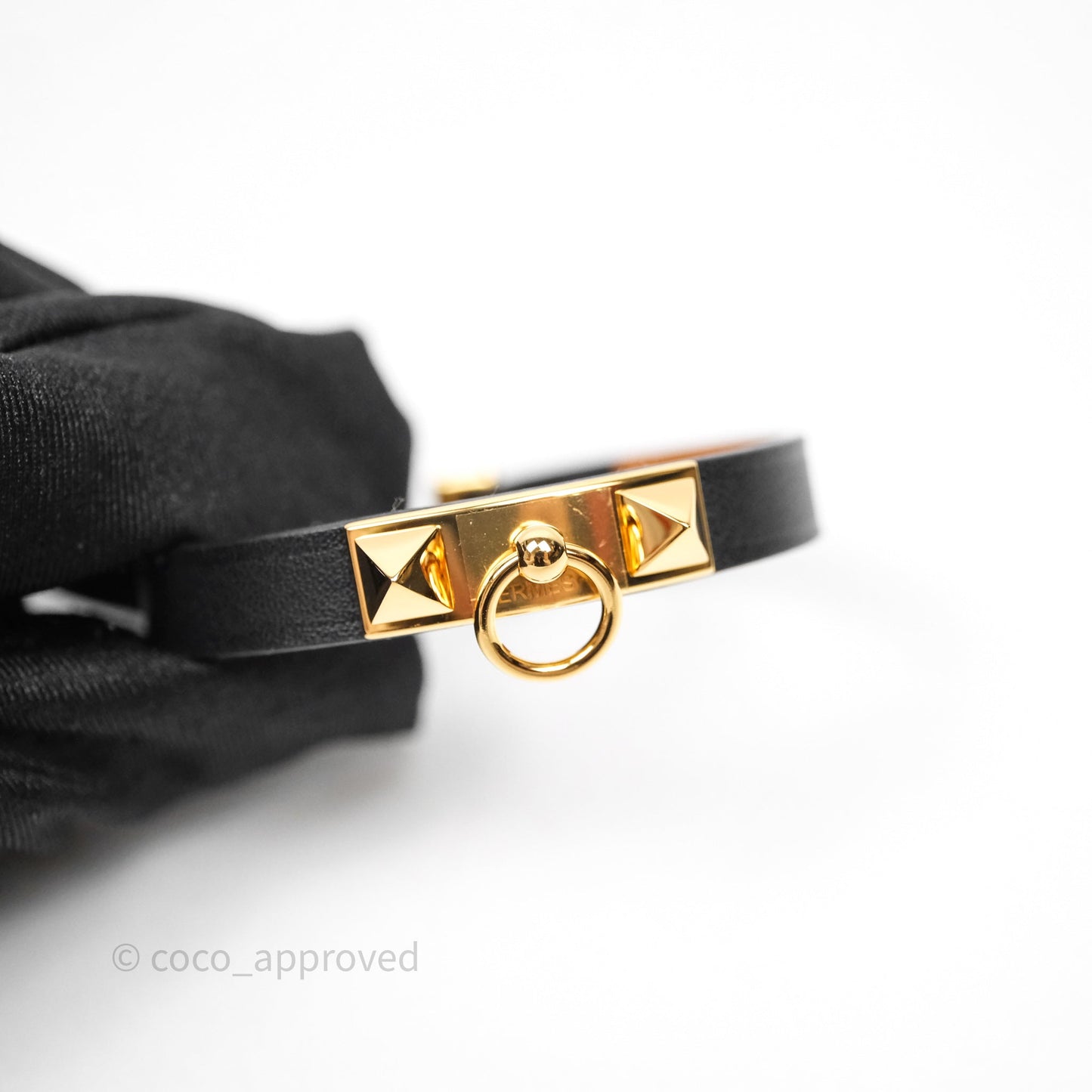 Hermès Rivale Mini Bracelet Noir Swift Gold Hardware