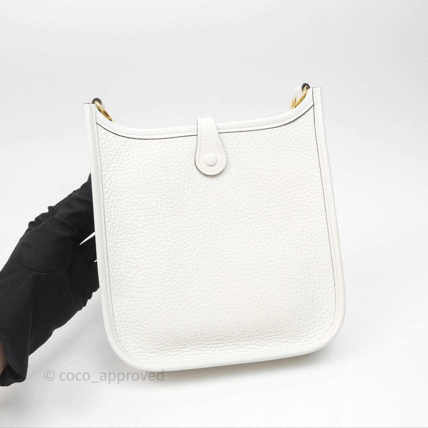 Hermès Mini Evelyne 16 New White 0U Clemence Gold Hardware