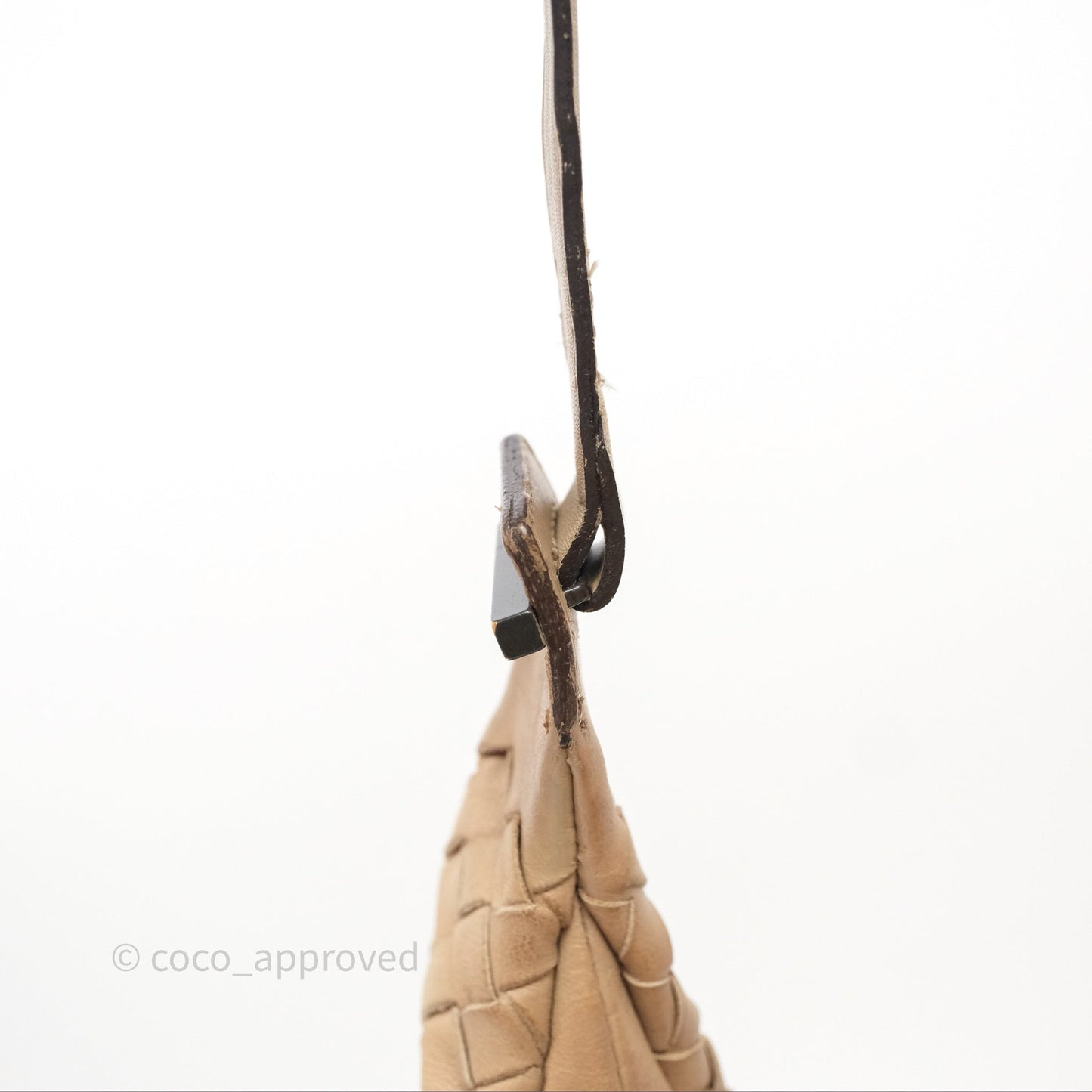 Bottega Veneta Vintage Intrecciato Lambskin Shoulder Bag Beige