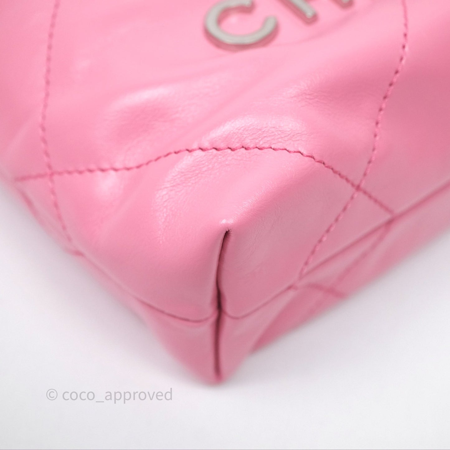 Chanel 22 Mini Bag Pink Crumpled Calfskin Silver Hardware