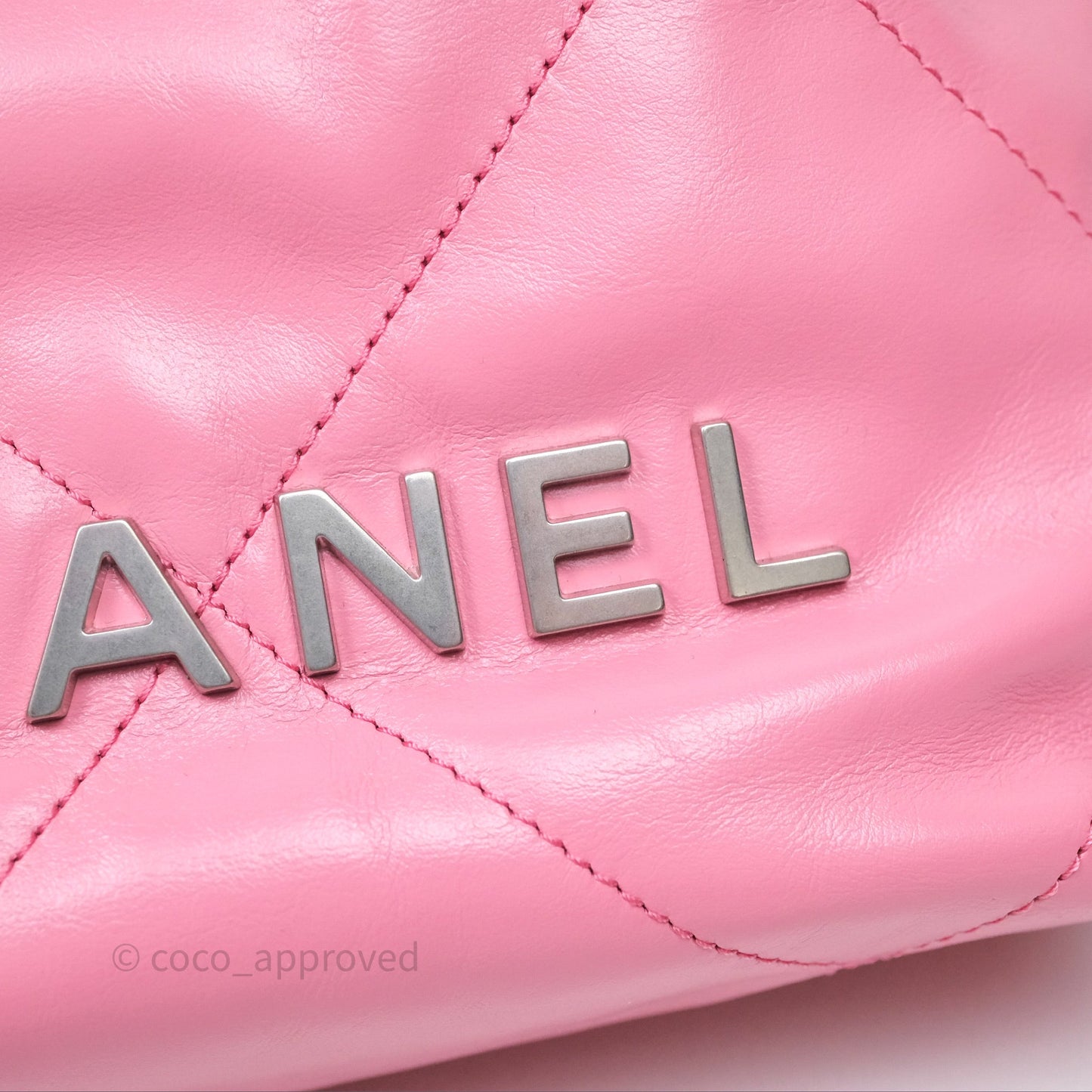 Chanel 22 Mini Bag Pink Crumpled Calfskin Silver Hardware