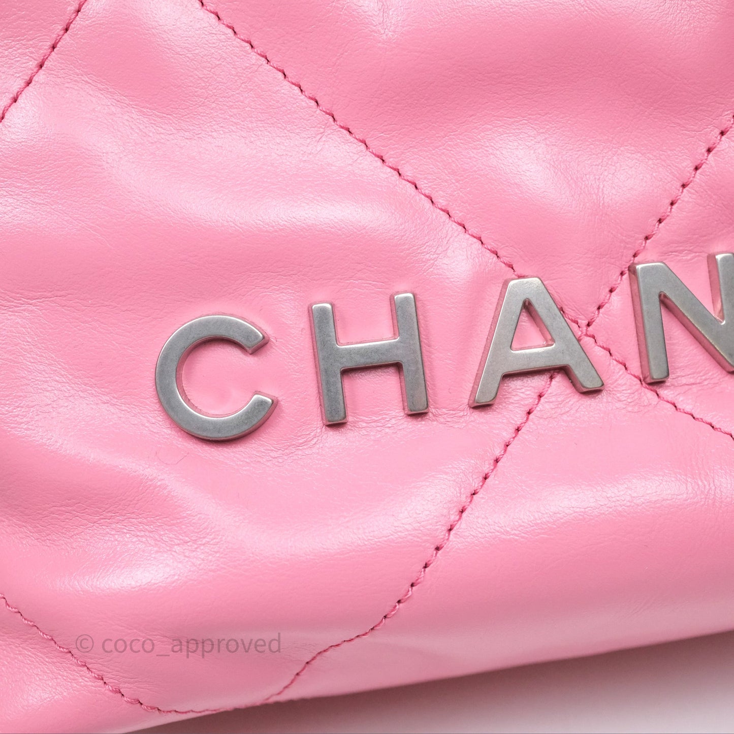 Chanel 22 Mini Bag Pink Crumpled Calfskin Silver Hardware