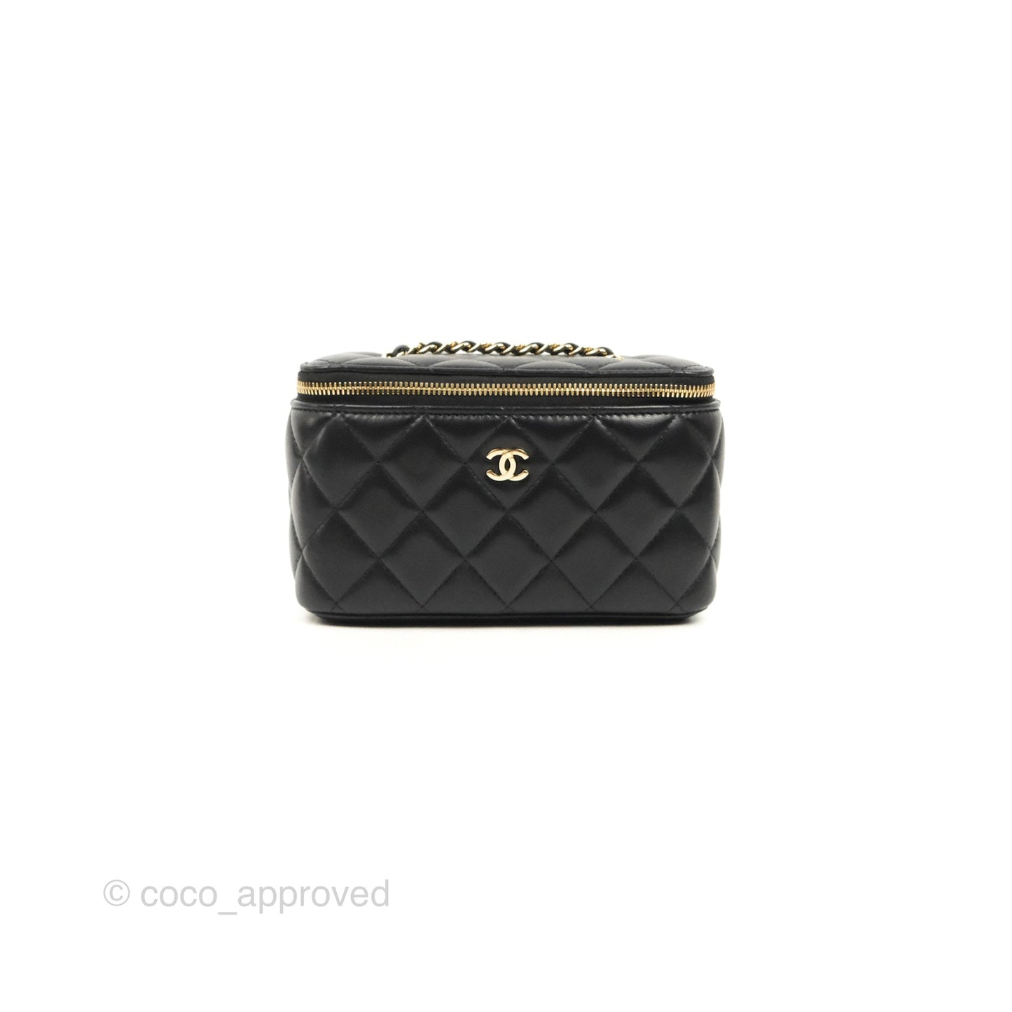Chanel Vanity Rectangular Black Lambskin Gold Hardware