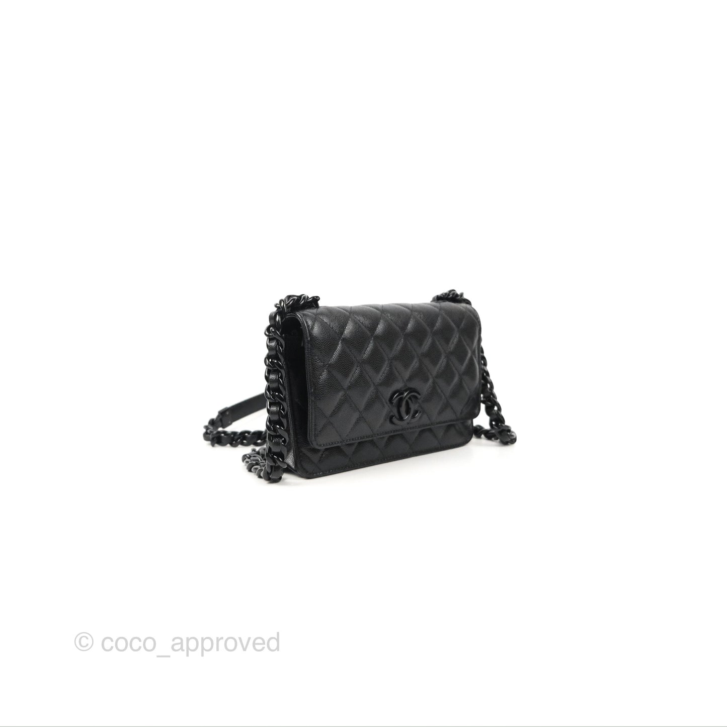 Chanel Quilted So Black Wallet on Chain WOC Caviar Incognito Hardware