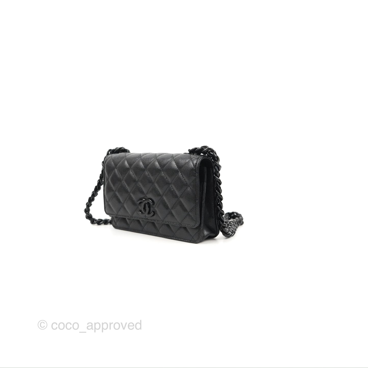 Chanel Quilted So Black Wallet on Chain WOC Caviar Incognito Hardware