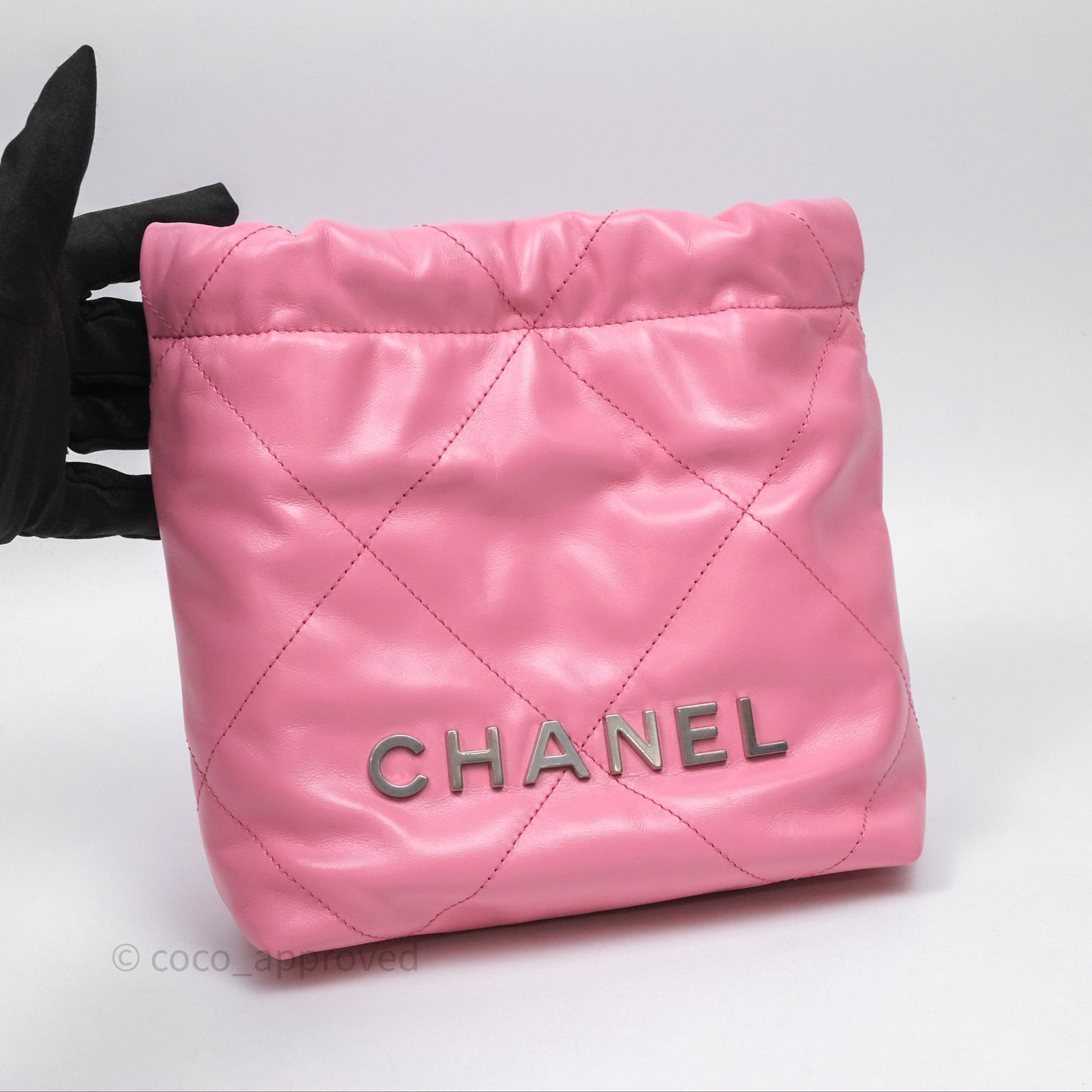 Chanel 22 Mini Bag Pink Crumpled Calfskin Silver Hardware