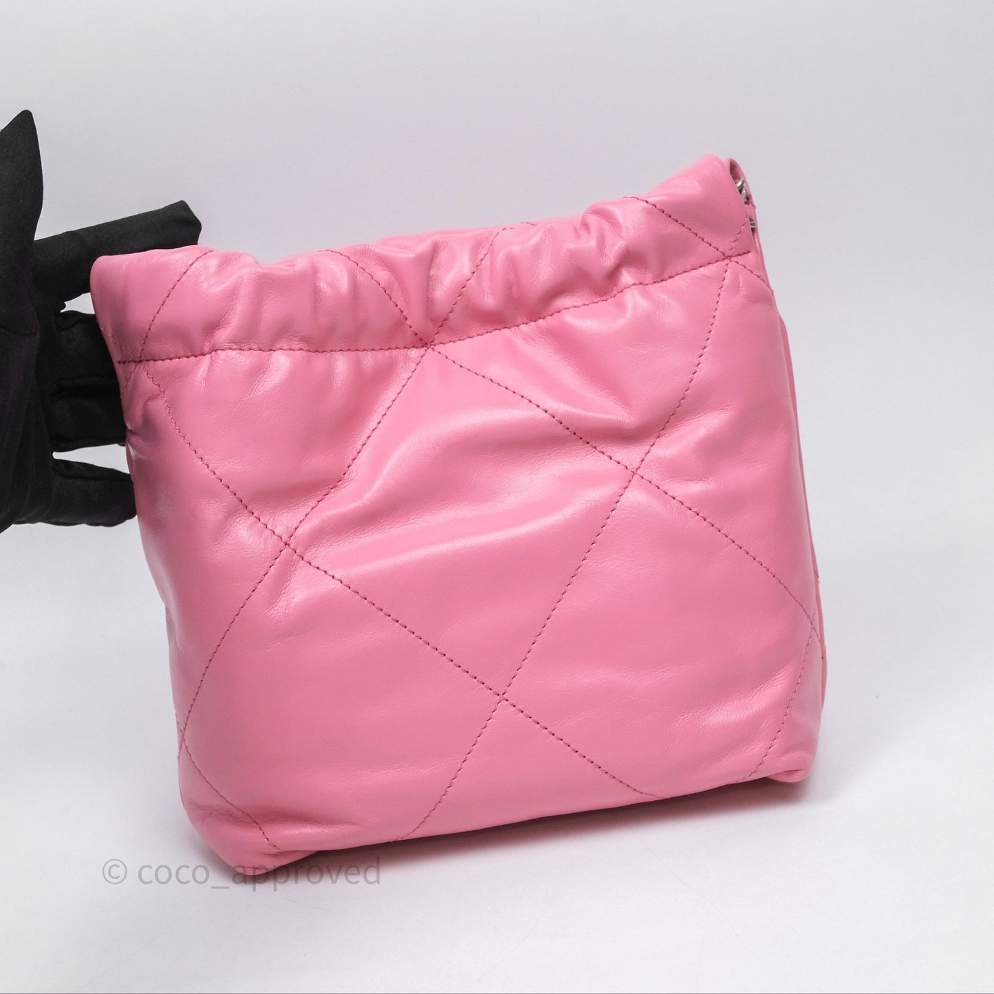 Chanel 22 Mini Bag Pink Crumpled Calfskin Silver Hardware