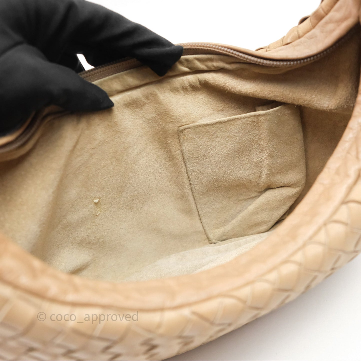 Bottega Veneta Vintage Intrecciato Lambskin Shoulder Bag Beige
