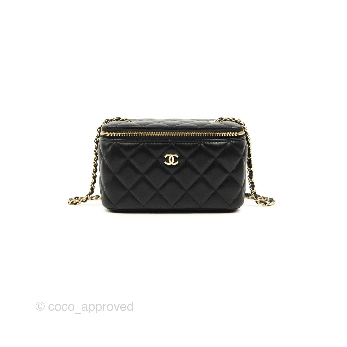 Chanel Vanity Rectangular Black Lambskin Gold Hardware