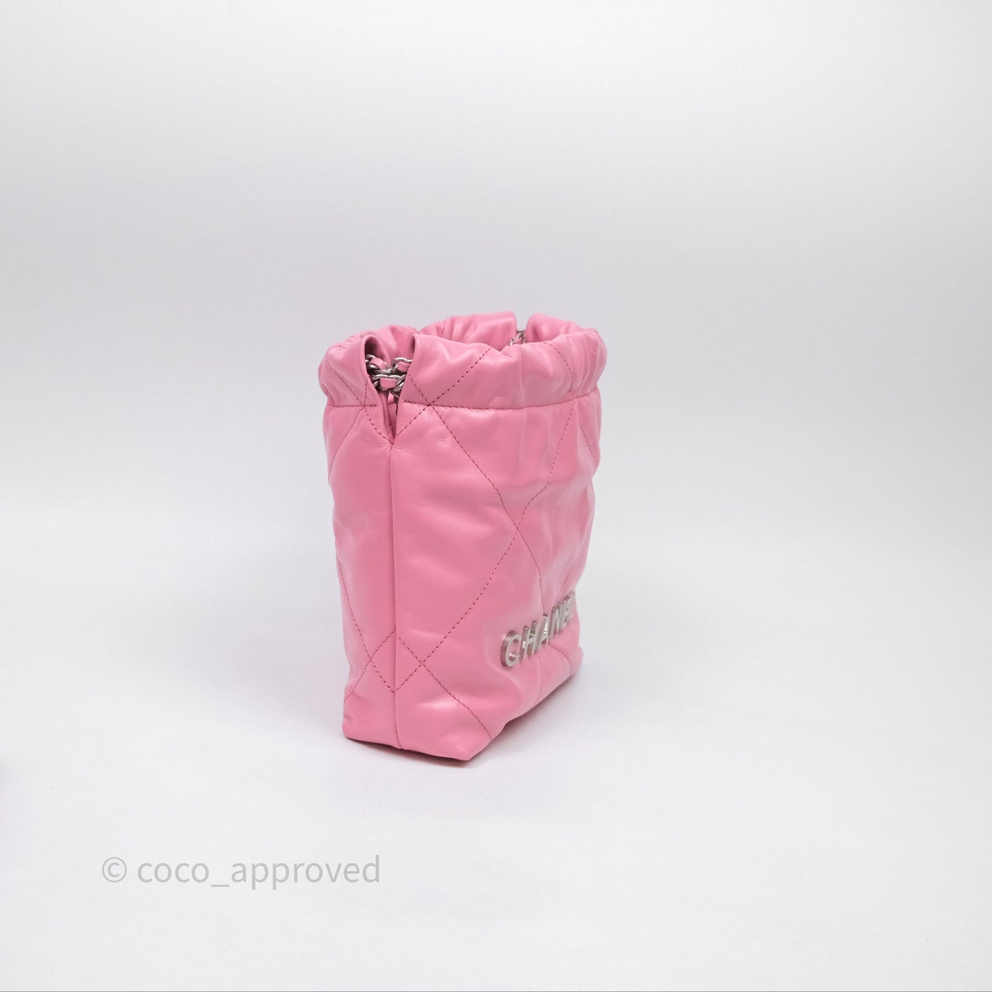 Chanel 22 Mini Bag Pink Crumpled Calfskin Silver Hardware