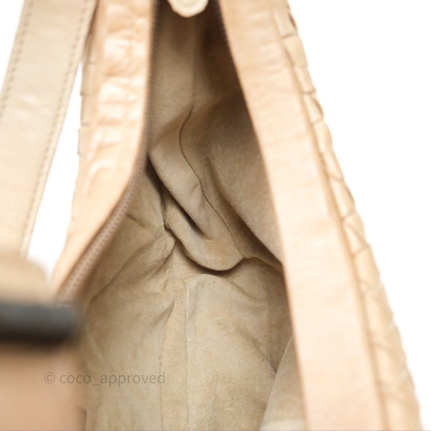 Bottega Veneta Vintage Intrecciato Lambskin Shoulder Bag Beige