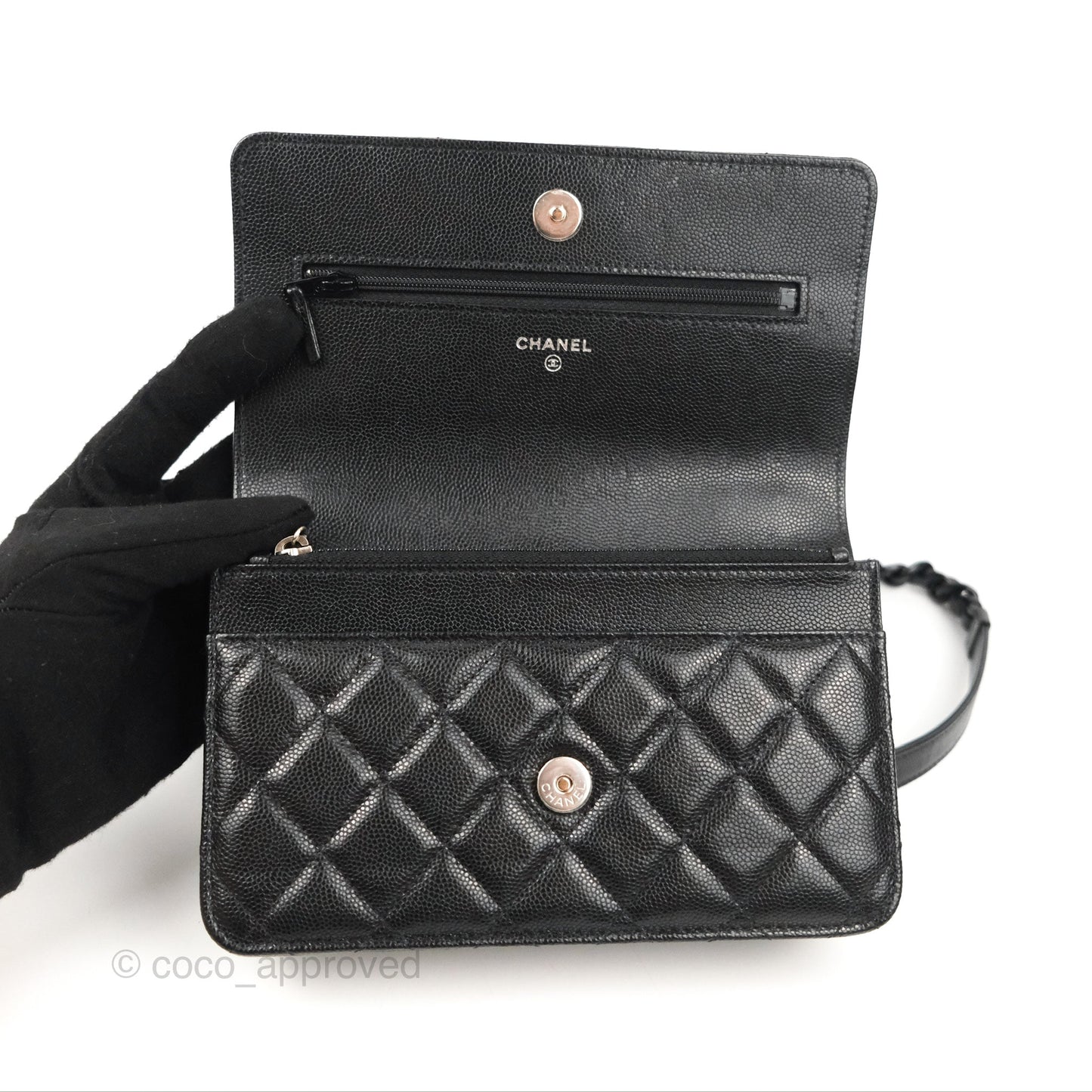 Chanel Quilted So Black Wallet on Chain WOC Caviar Incognito Hardware