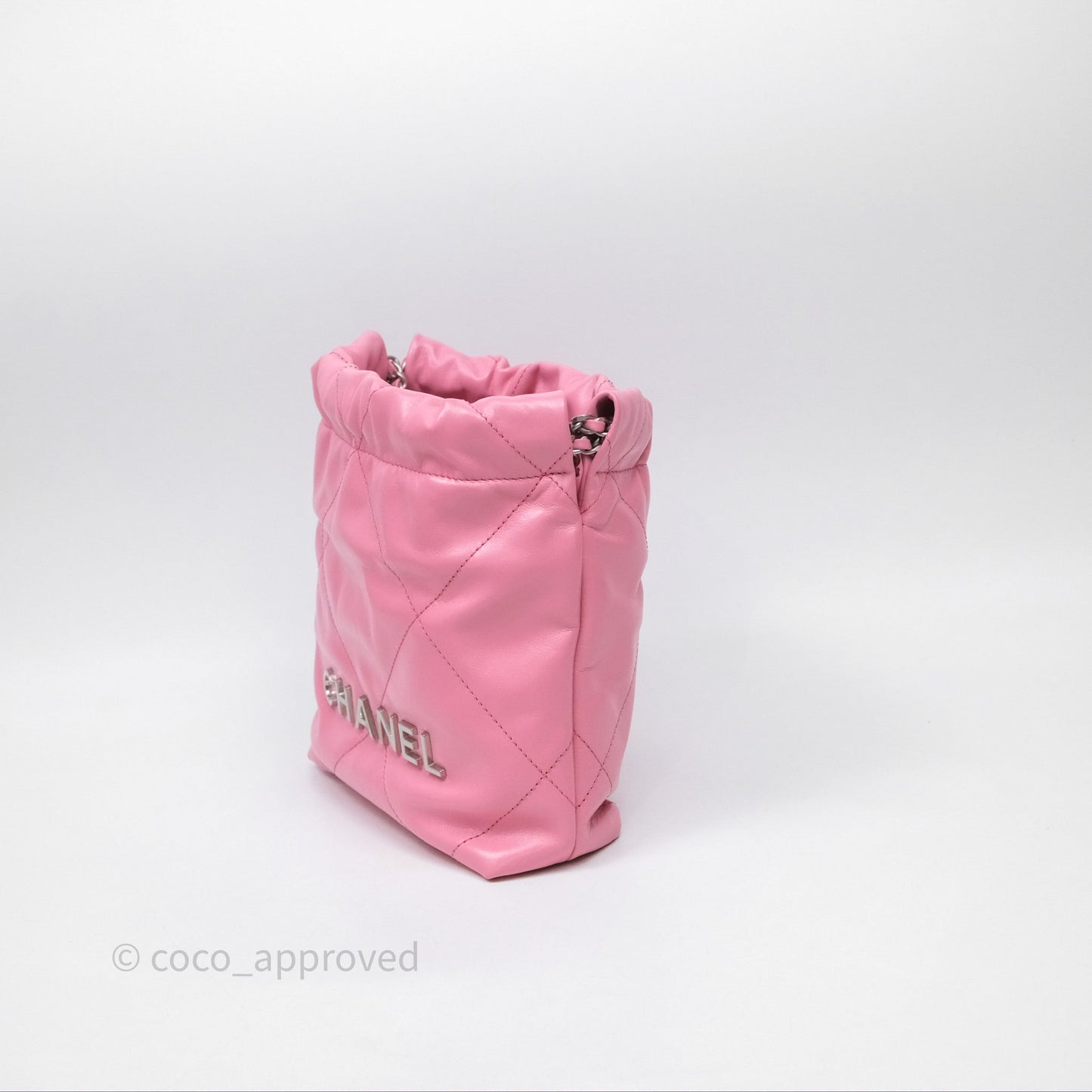 Chanel 22 Mini Bag Pink Crumpled Calfskin Silver Hardware