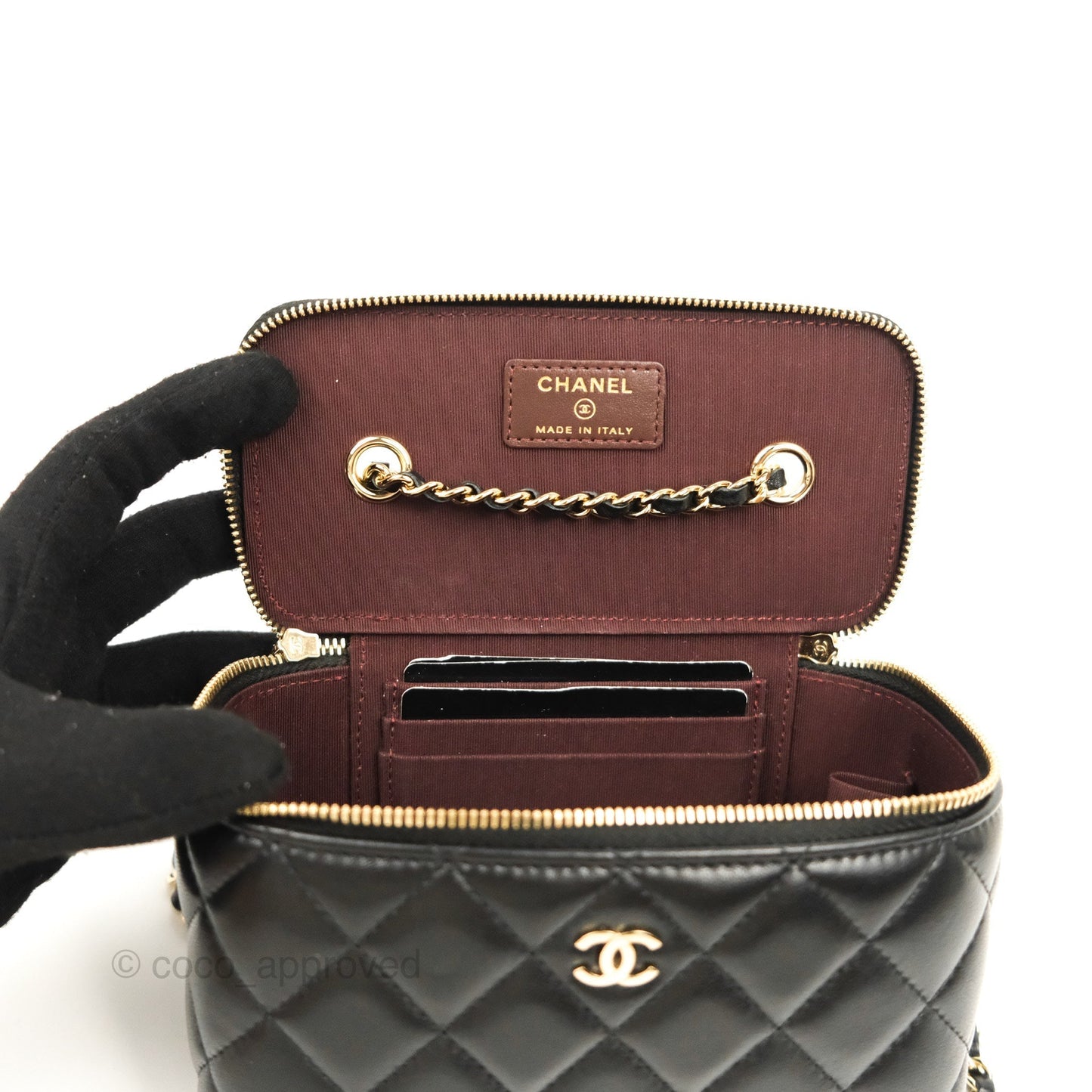 Chanel Vanity Rectangular Black Lambskin Gold Hardware