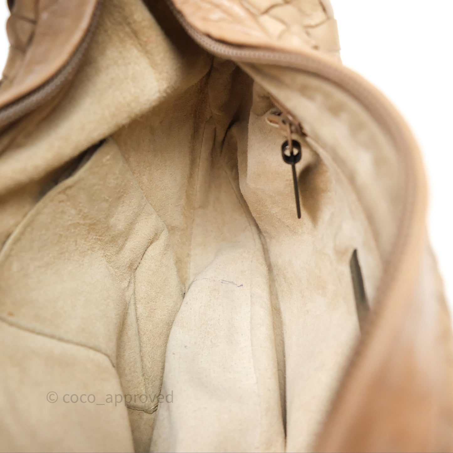 Bottega Veneta Vintage Intrecciato Lambskin Shoulder Bag Beige