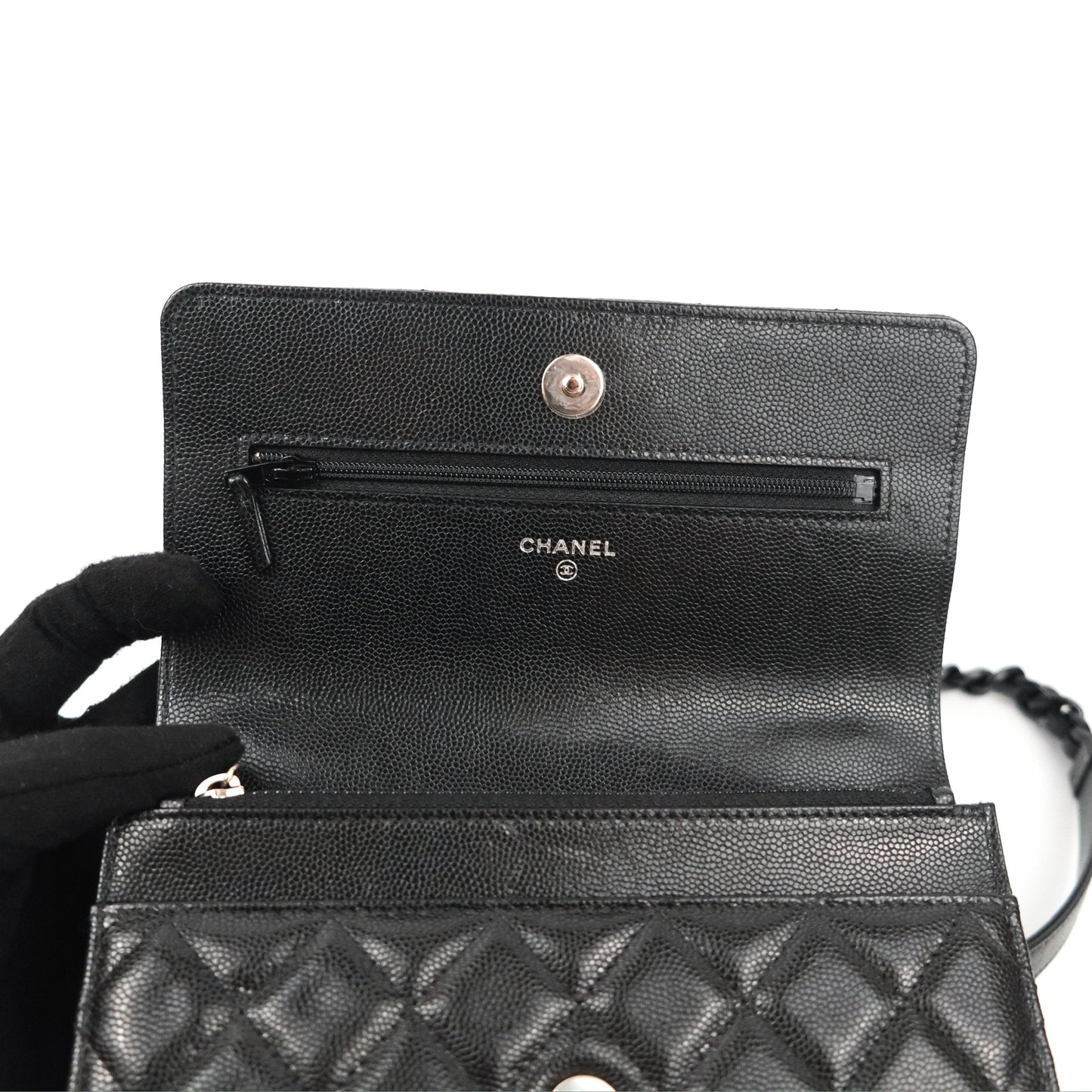 Chanel Quilted So Black Wallet on Chain WOC Caviar Incognito Hardware