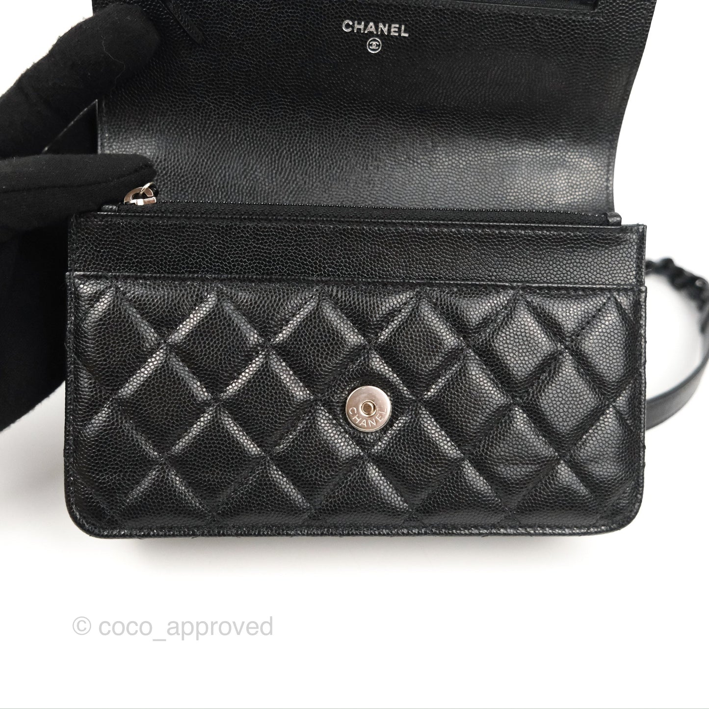 Chanel Quilted So Black Wallet on Chain WOC Caviar Incognito Hardware