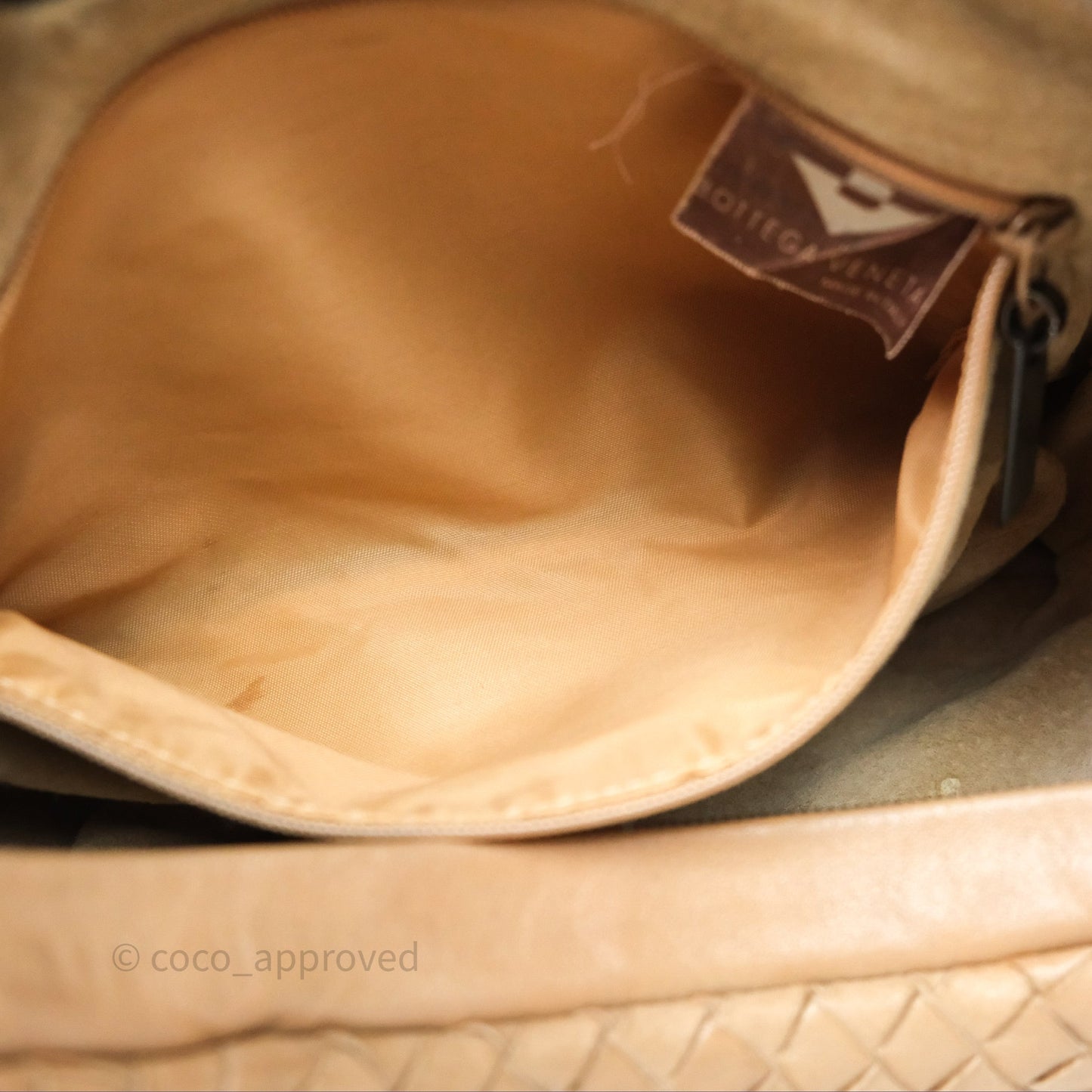 Bottega Veneta Vintage Intrecciato Lambskin Shoulder Bag Beige