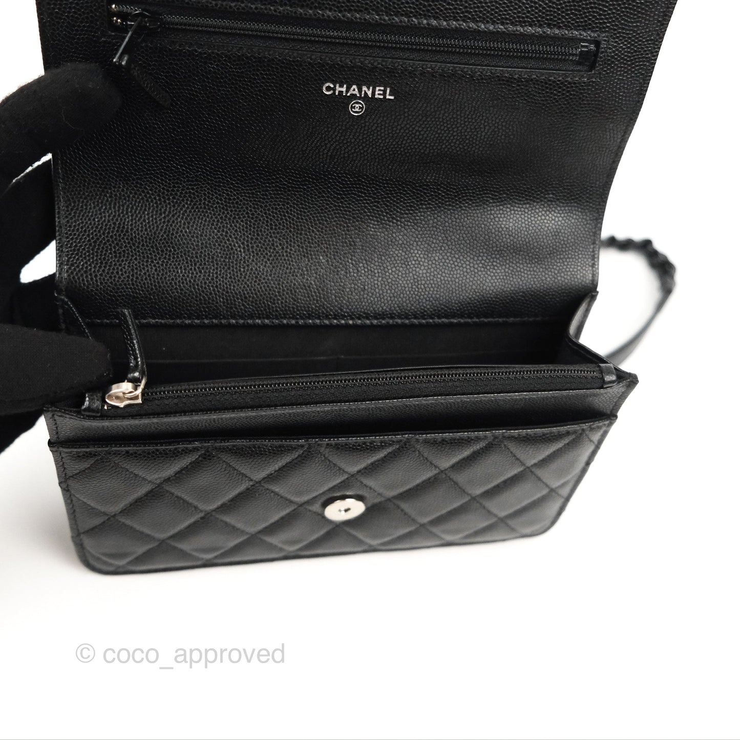 Chanel Quilted So Black Wallet on Chain WOC Caviar Incognito Hardware