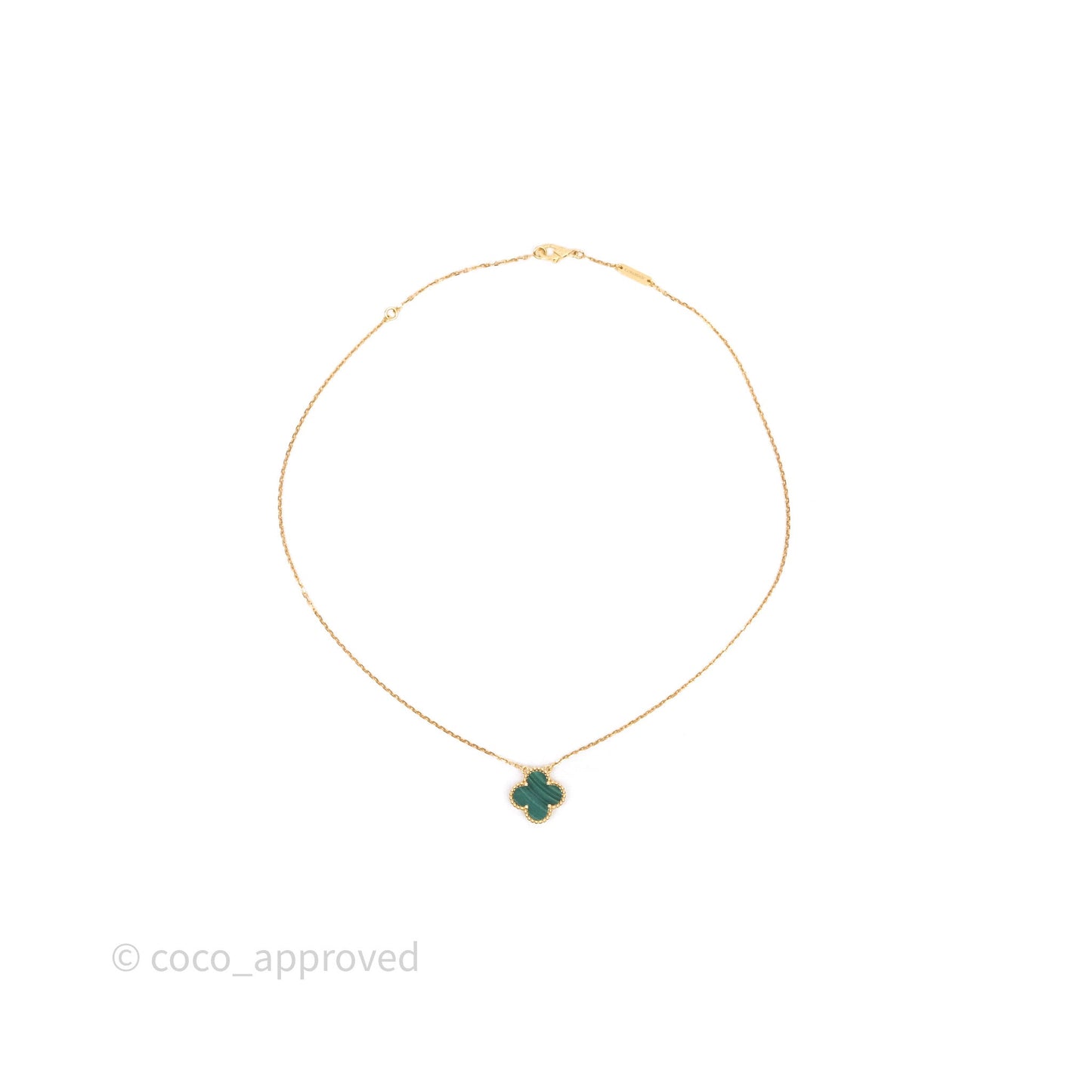 Van Cleef & Arpels Vintage Alhambra Pendant Malachite Yellow Gold