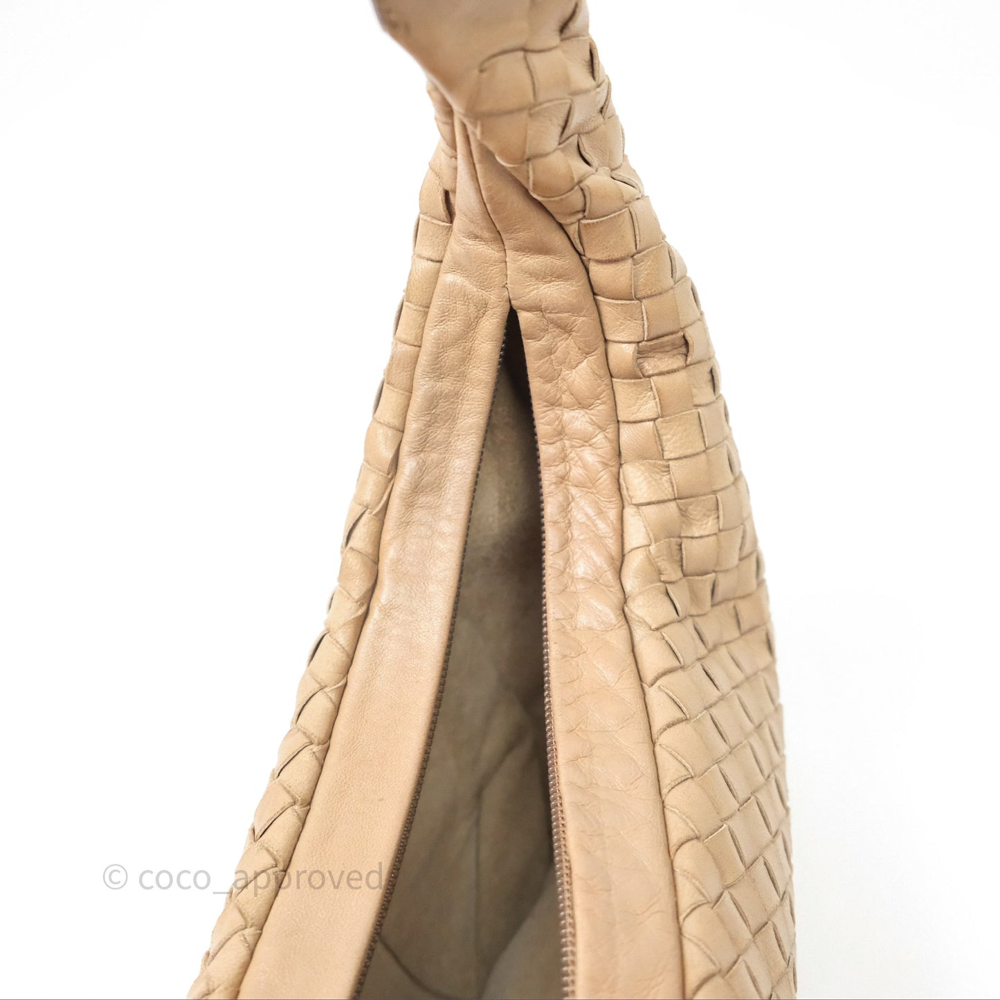 Bottega Veneta Vintage Intrecciato Lambskin Shoulder Bag Beige