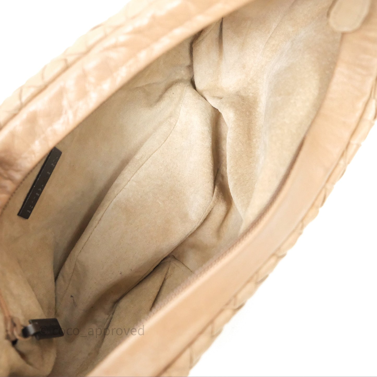 Bottega Veneta Vintage Intrecciato Lambskin Shoulder Bag Beige