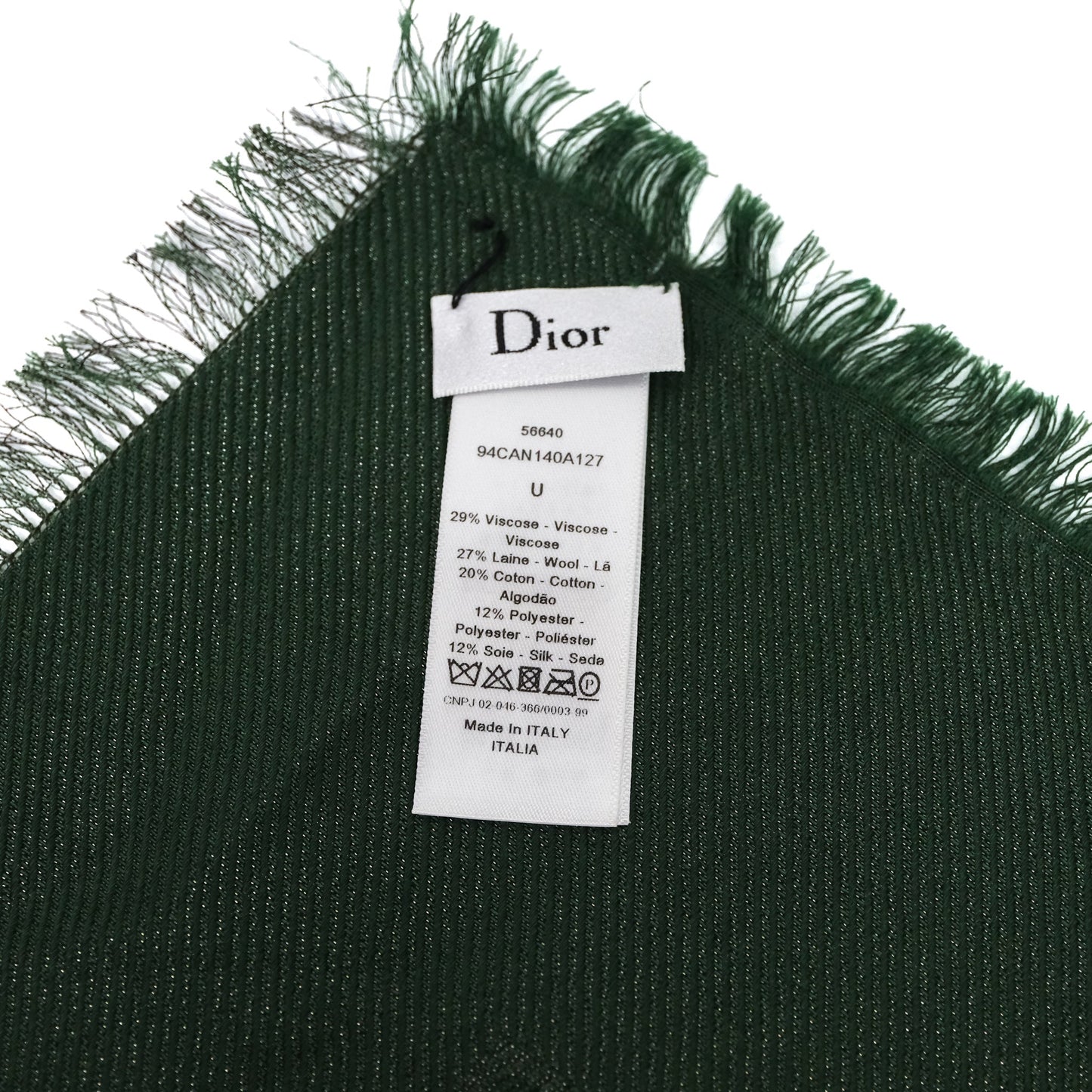 Christian Dior Green Cannage Scarf