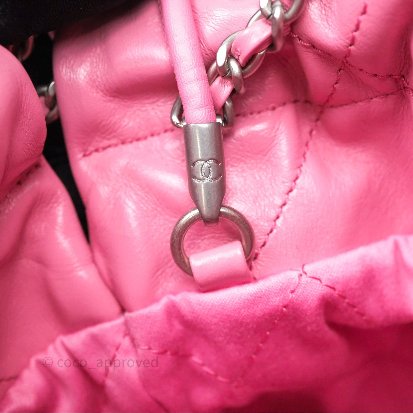 Chanel 22 Mini Bag Pink Crumpled Calfskin Silver Hardware
