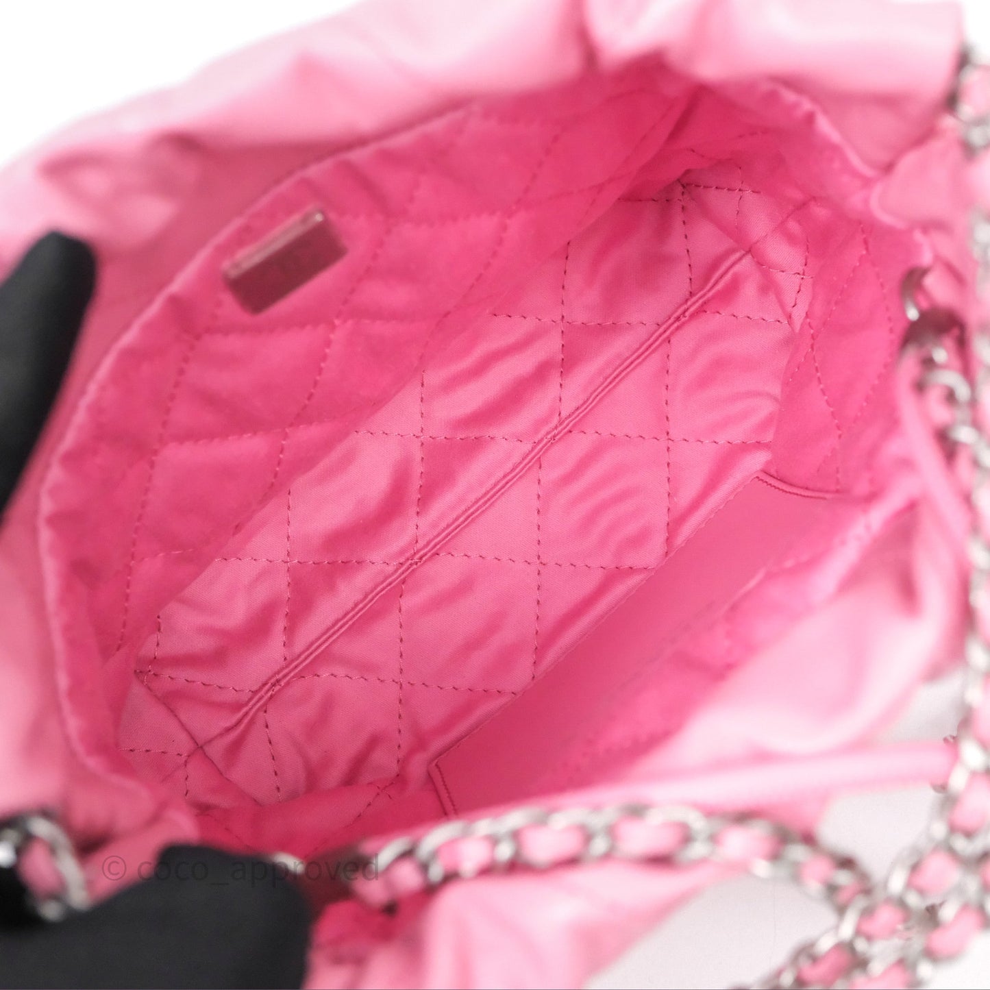 Chanel 22 Mini Bag Pink Crumpled Calfskin Silver Hardware