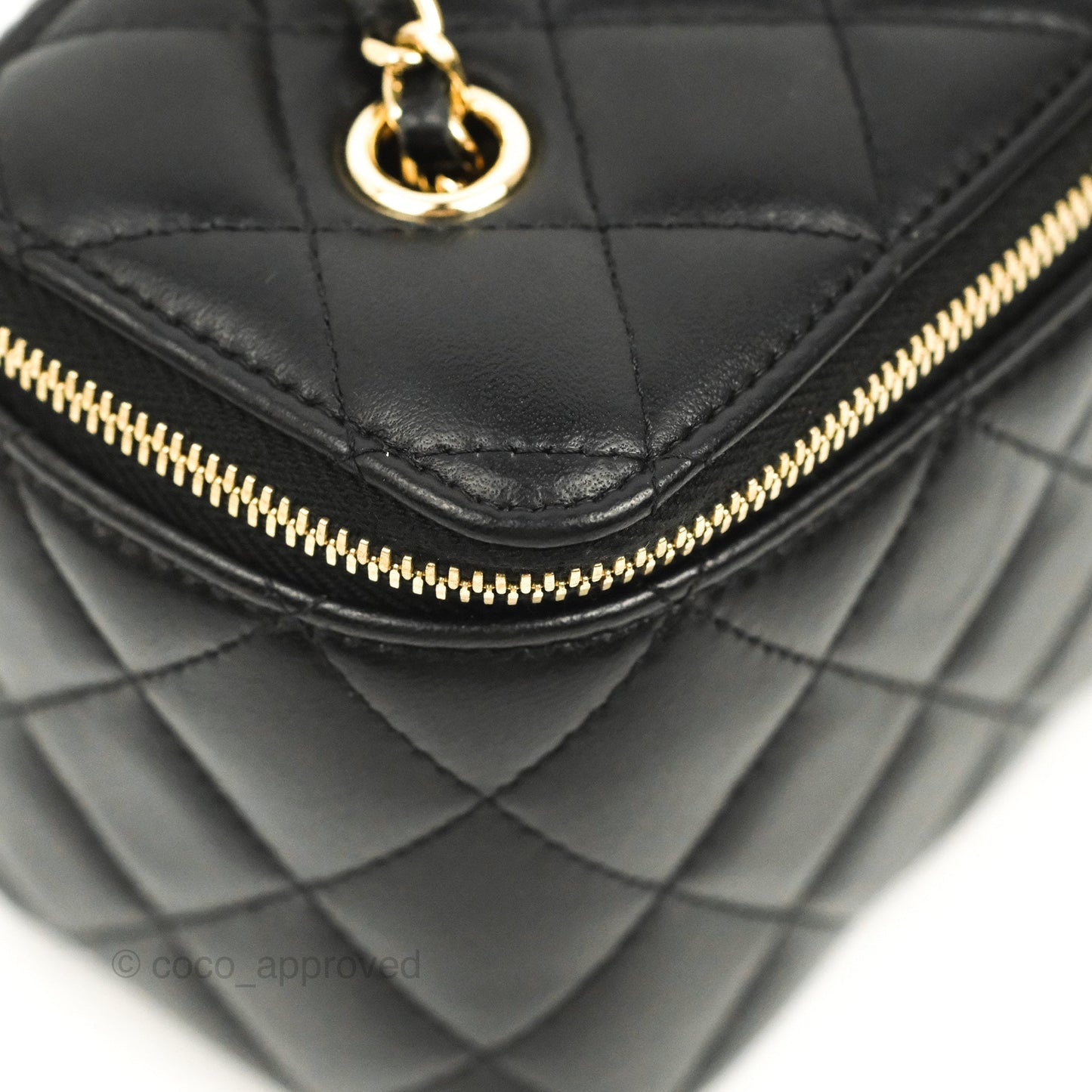 Chanel Vanity Rectangular Black Lambskin Gold Hardware