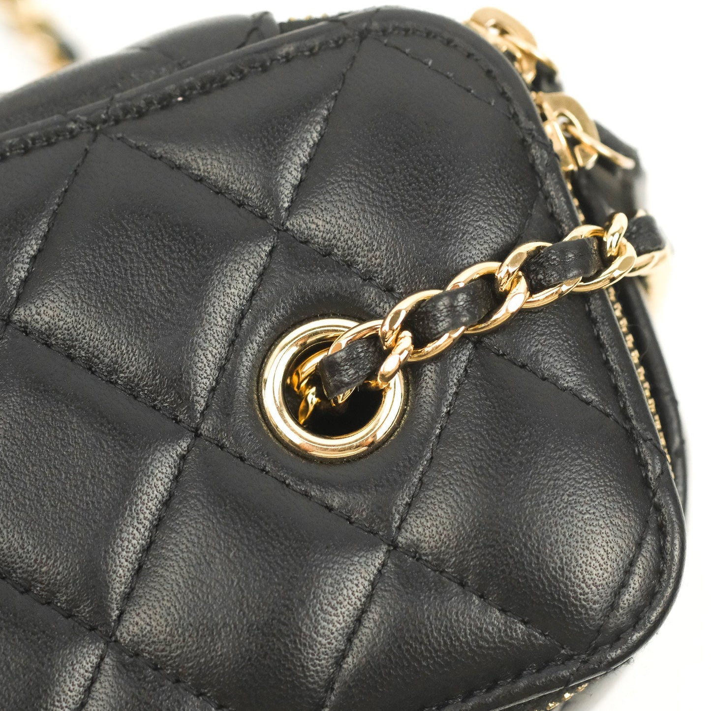 Chanel Vanity Rectangular Black Lambskin Gold Hardware