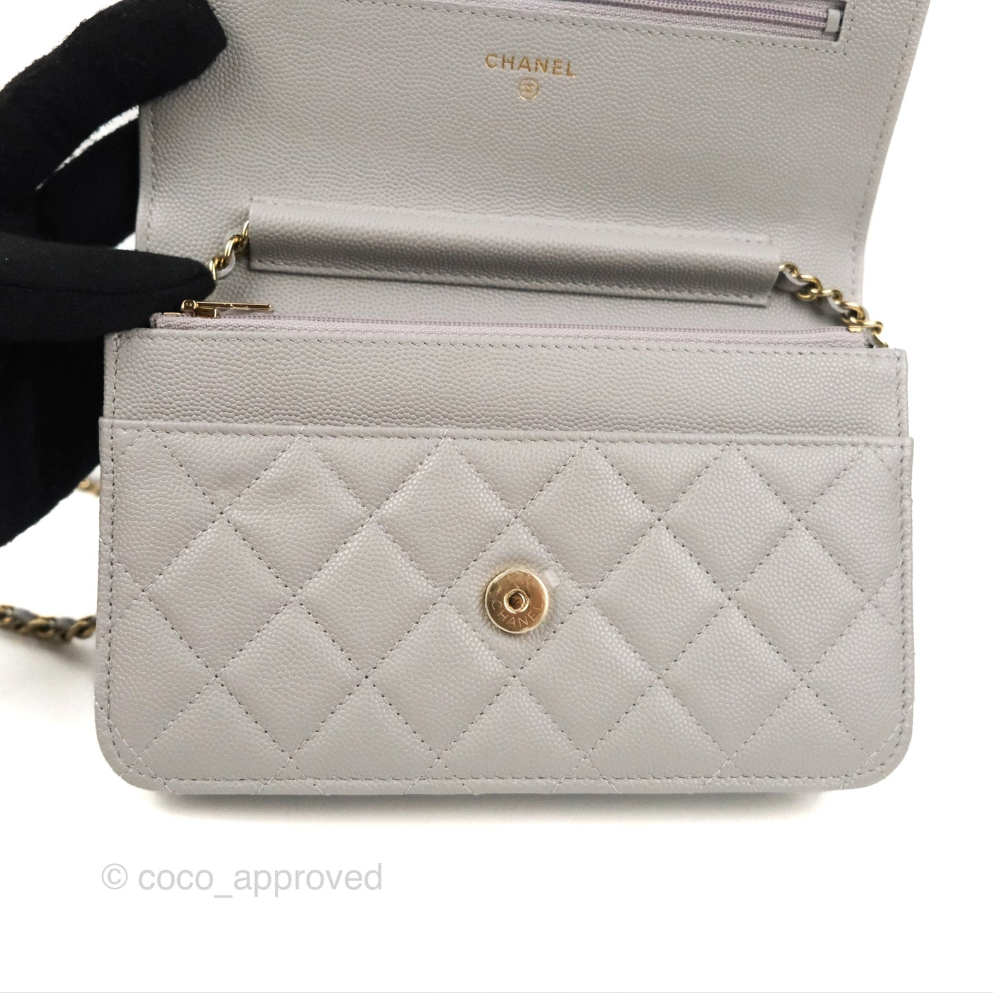 Chanel Quilted Classic WOC Grey Caviar Gold Hardware