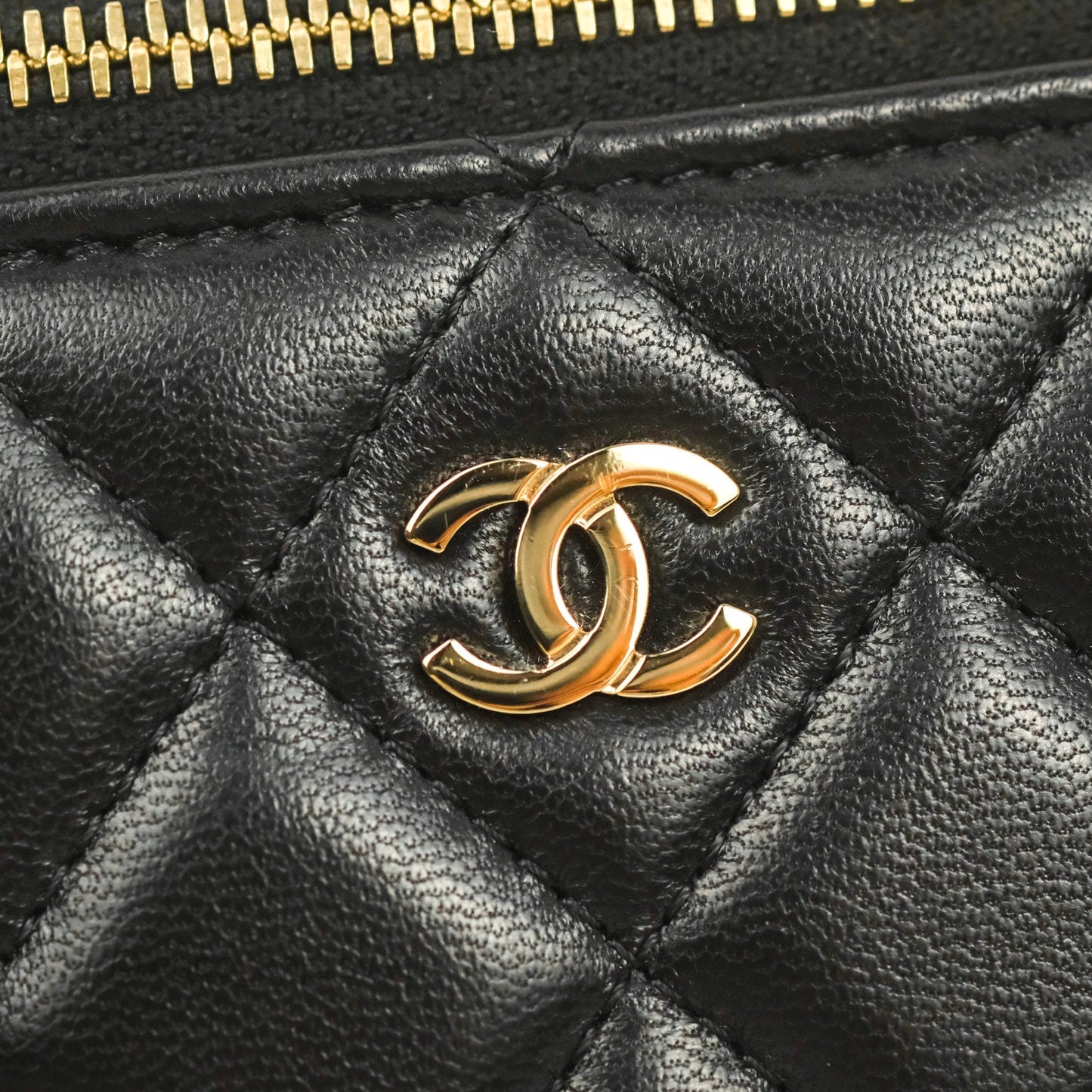 Chanel Vanity Rectangular Black Lambskin Gold Hardware