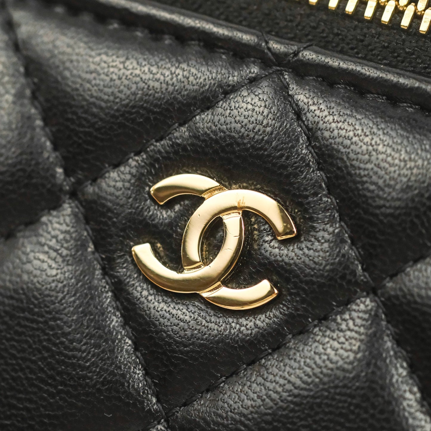 Chanel Vanity Rectangular Black Lambskin Gold Hardware
