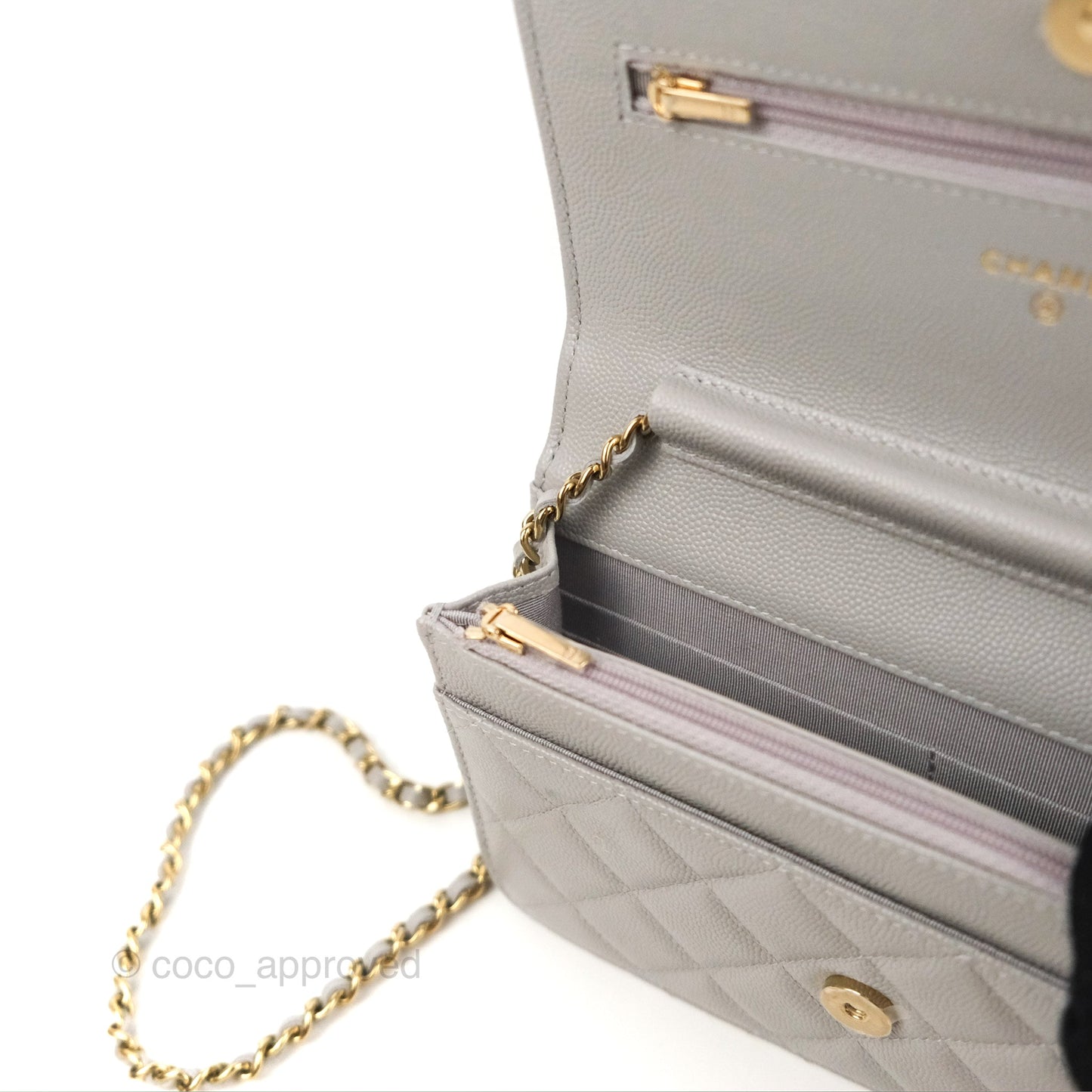 Chanel Quilted Classic WOC Grey Caviar Gold Hardware