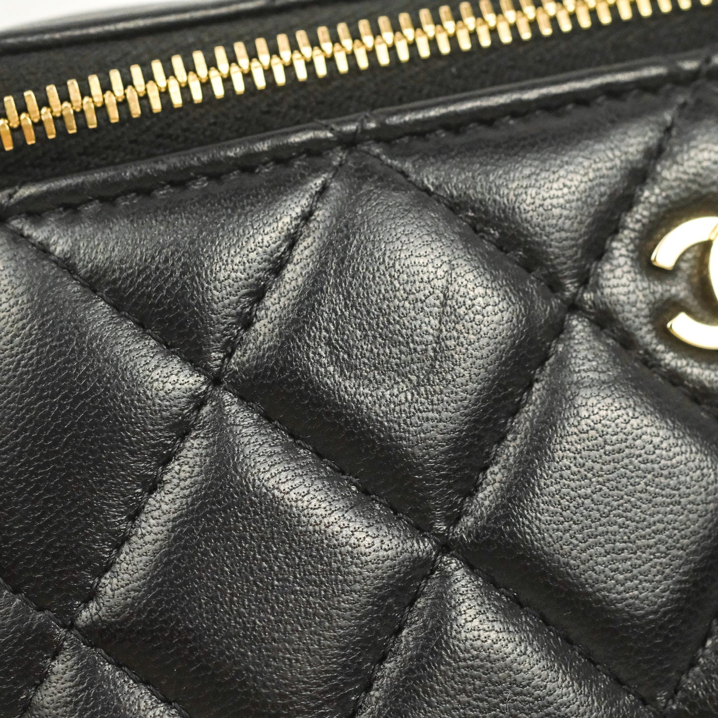 Chanel Vanity Rectangular Black Lambskin Gold Hardware