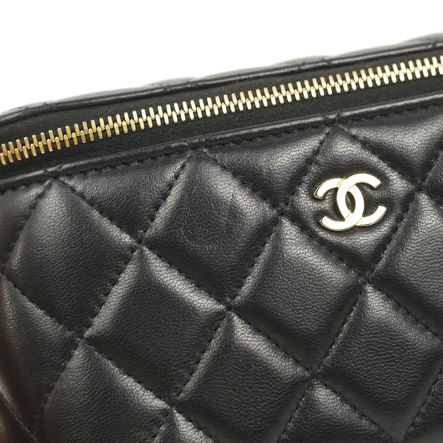Chanel Vanity Rectangular Black Lambskin Gold Hardware