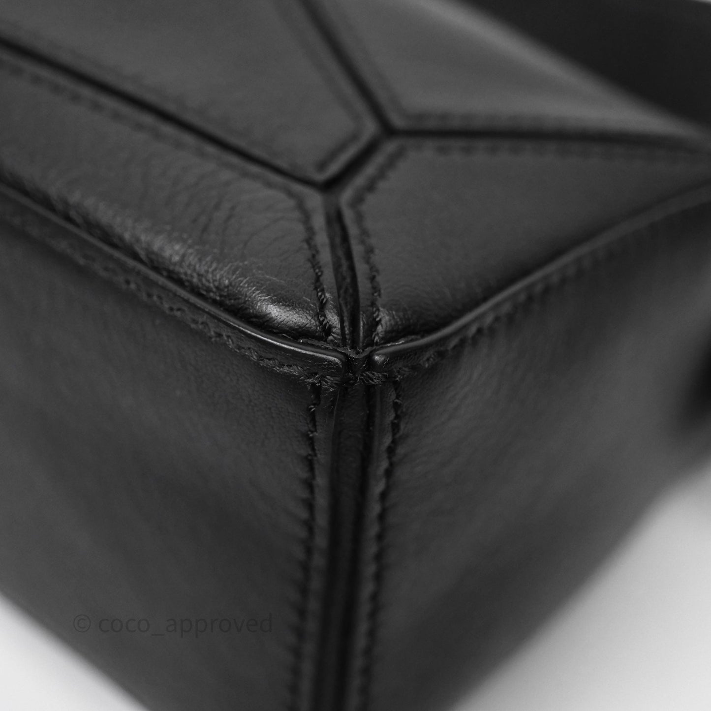 Loewe Mini Puzzle Bag Black Calfskin Silver Hardware