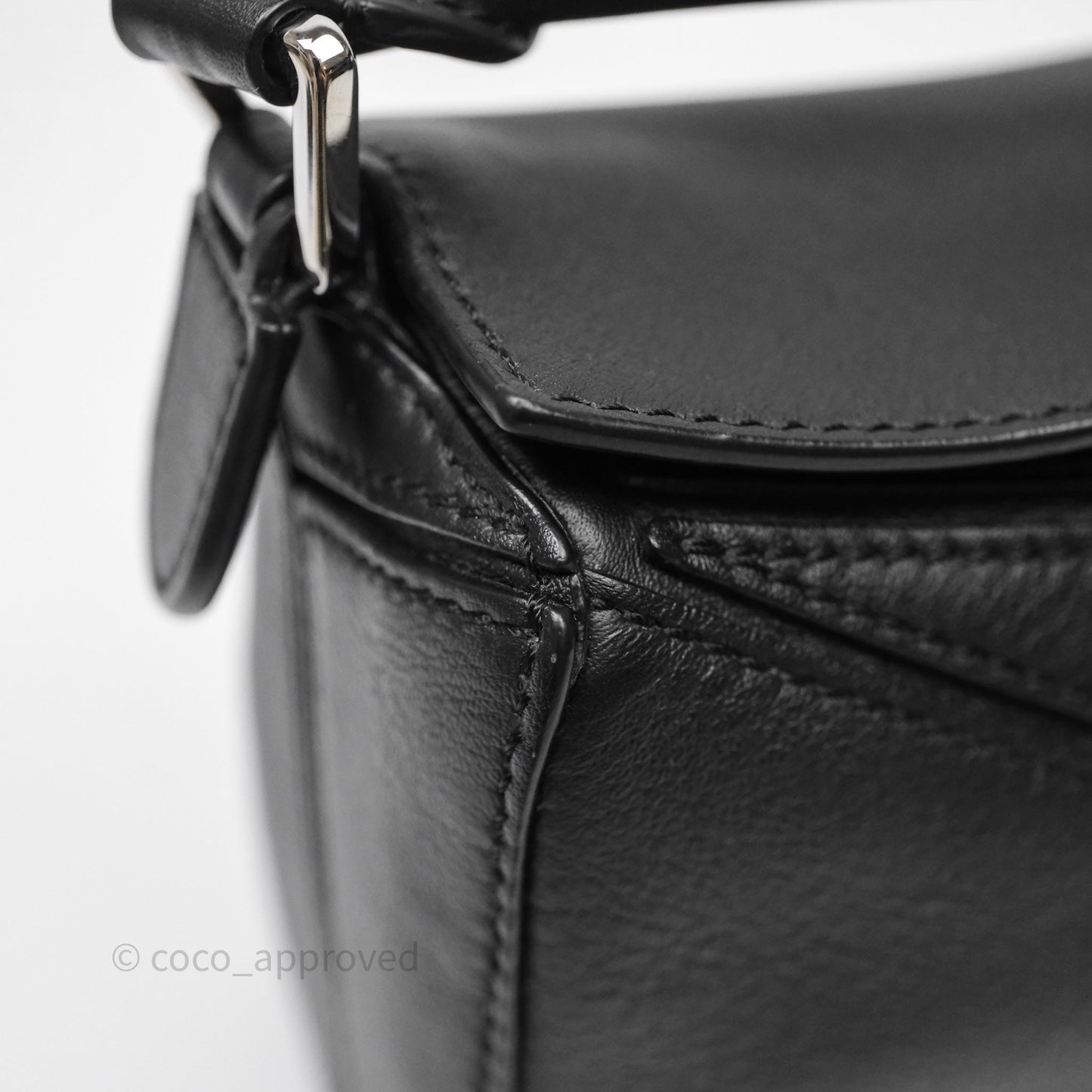 Loewe Mini Puzzle Bag Black Calfskin Silver Hardware