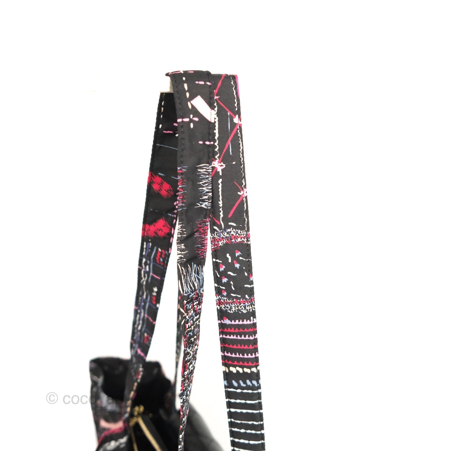 Chanel Foldable Tote Bag Clutch With Chain Black Multicolor Gold Hardware