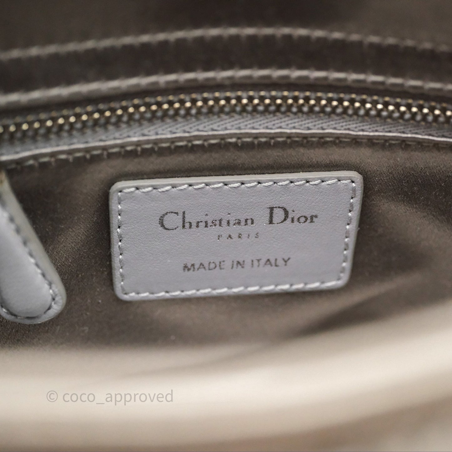 Christian Dior Mini Lady Dior Bag Grey Strass Cannage Satin Silver Hardware