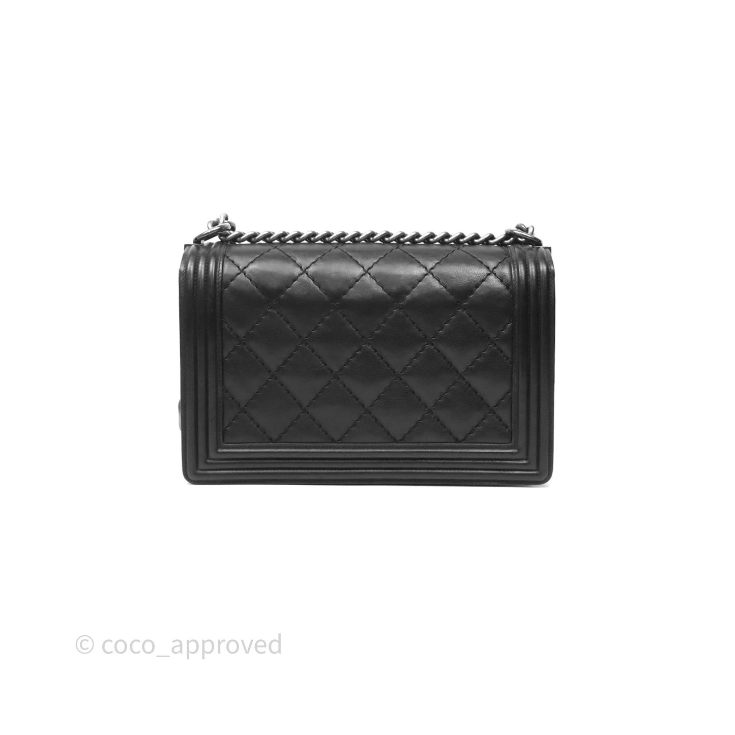 Chanel Medium Quilted Black Boy Calfskin Ruthenium Hardware