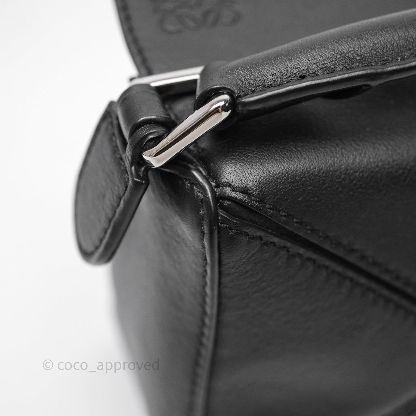 Loewe Mini Puzzle Bag Black Calfskin Silver Hardware