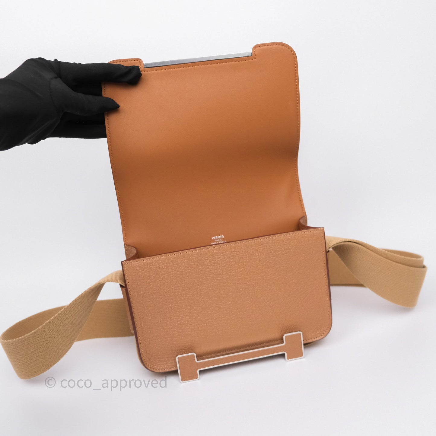 Hermès Geta Bag Quebracho 2J Chevre Mysore/ Chai 0M Sangle Palladium Hardware