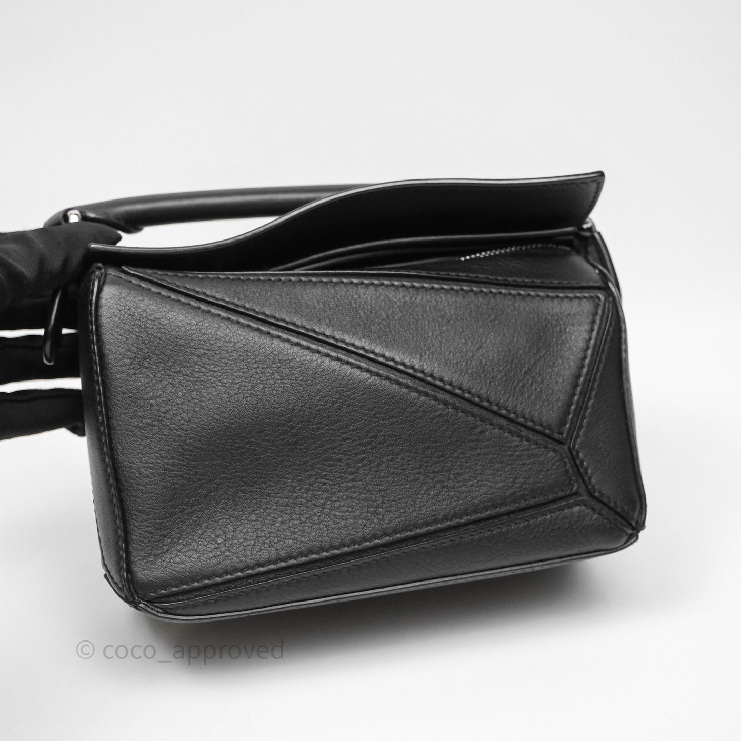 Loewe Mini Puzzle Bag Black Calfskin Silver Hardware