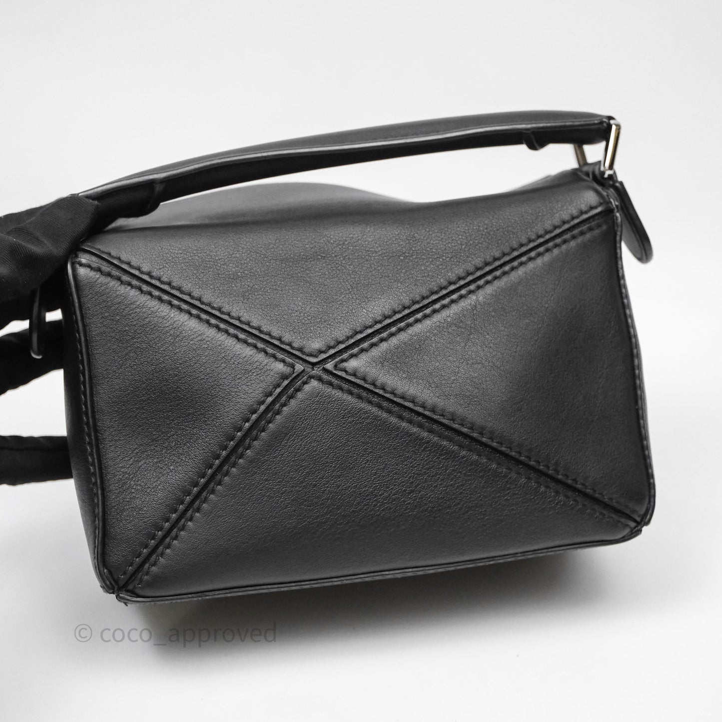 Loewe Mini Puzzle Bag Black Calfskin Silver Hardware